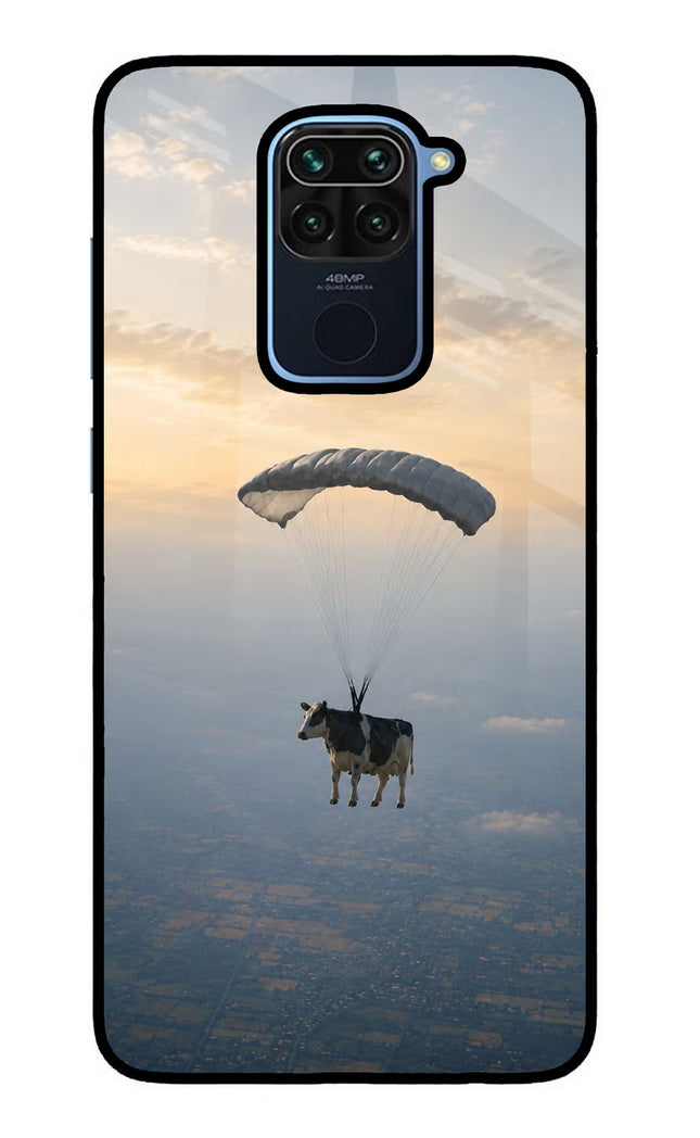 Skydiving Cow Redmi Note 9 Glass Case
