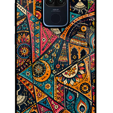 Folk Print Redmi Note 9 Glass Case