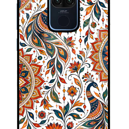 White Mayura Redmi Note 9 Glass Case