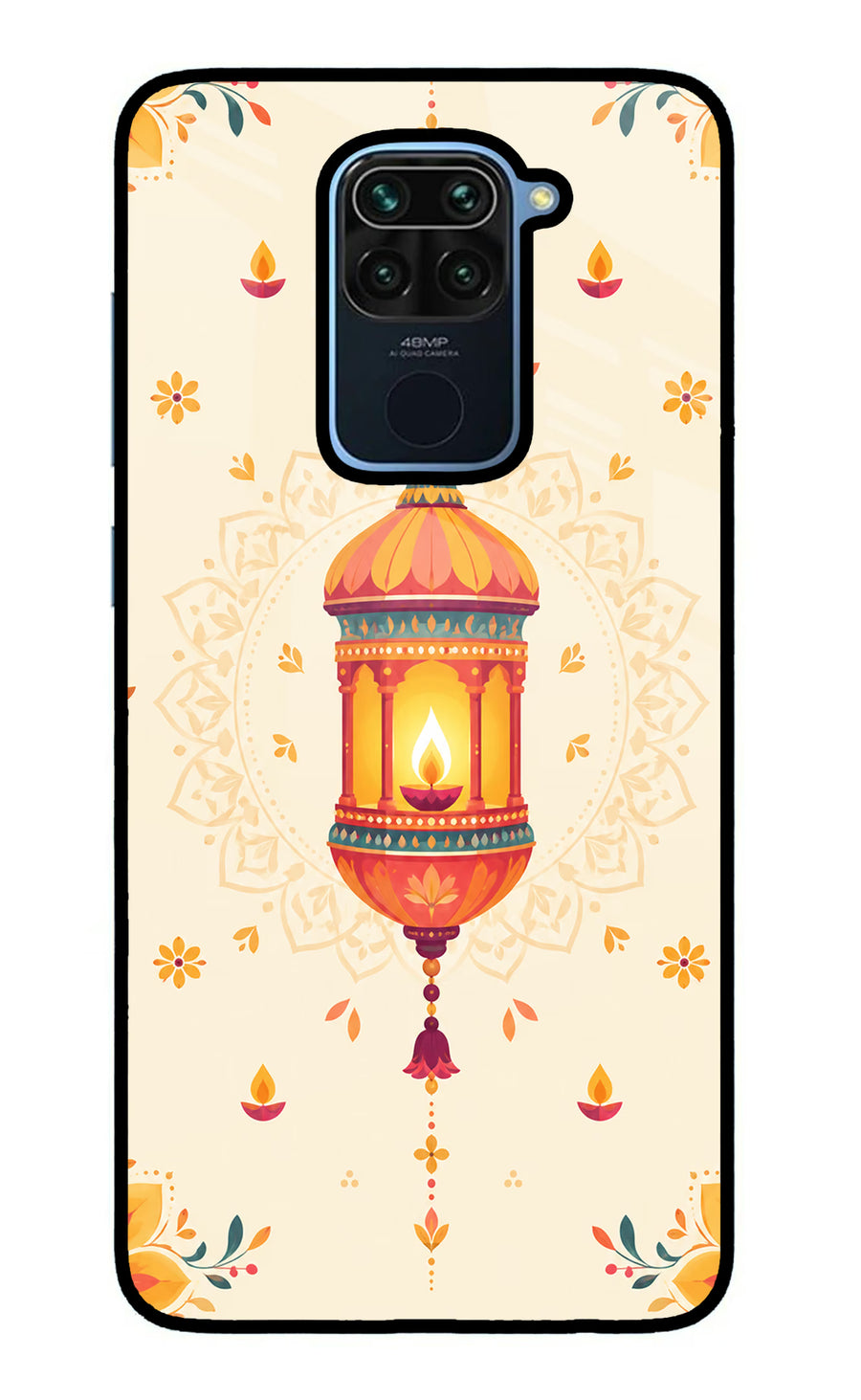 Golden Lantern Redmi Note 9 Back Cover, Glass case
