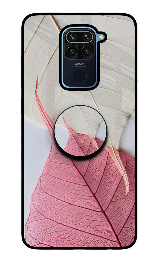 White Pink Leaf Redmi Note 9 Glass Case