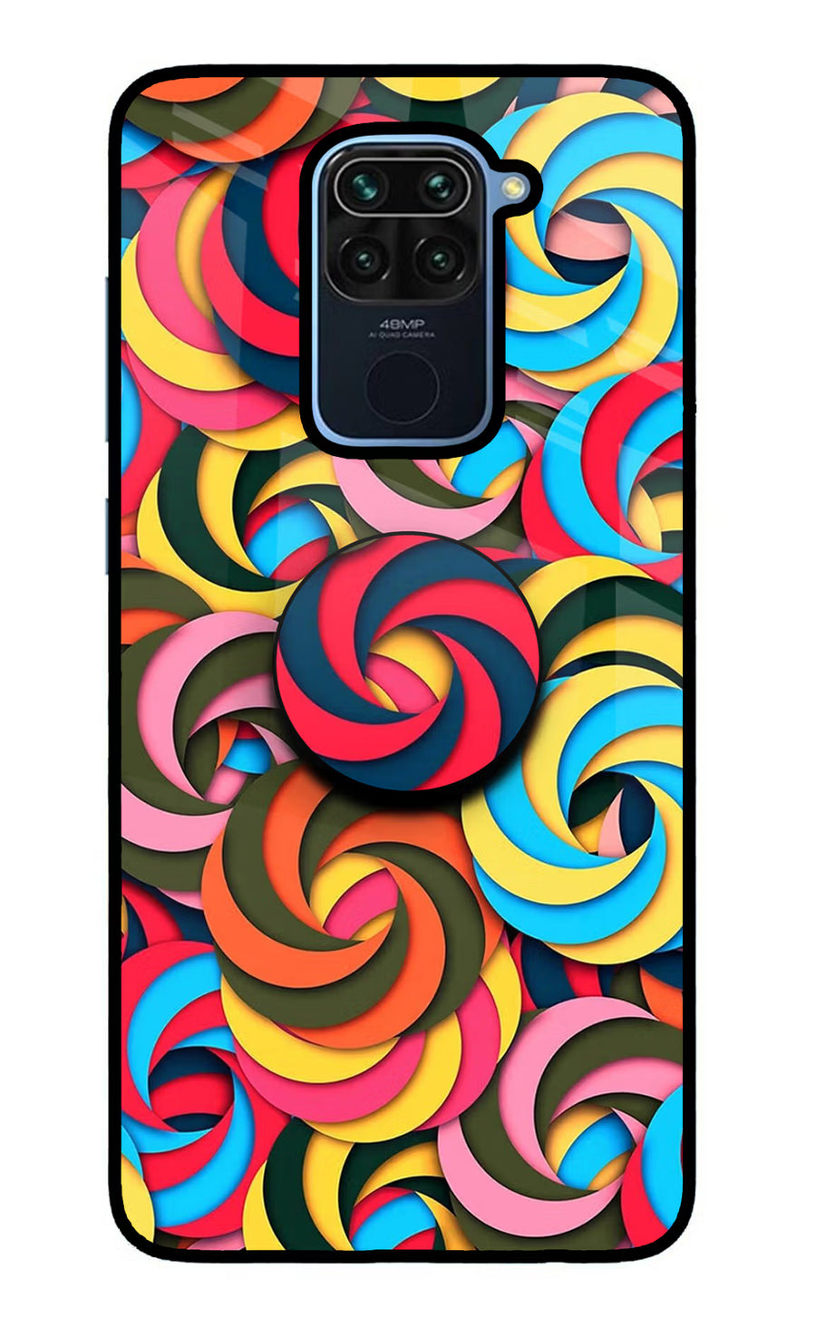 Spiral Pattern Redmi Note 9 Pop Case, Glass case