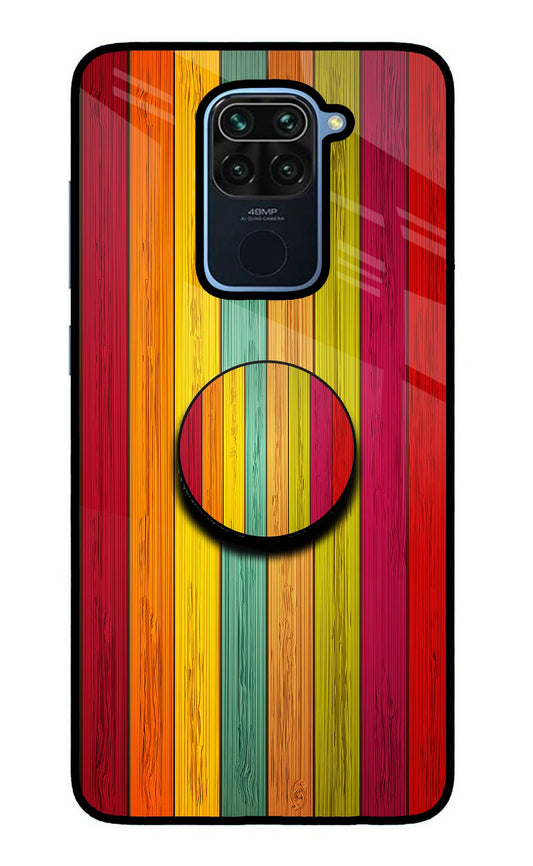 Multicolor Wooden Redmi Note 9 Glass Case