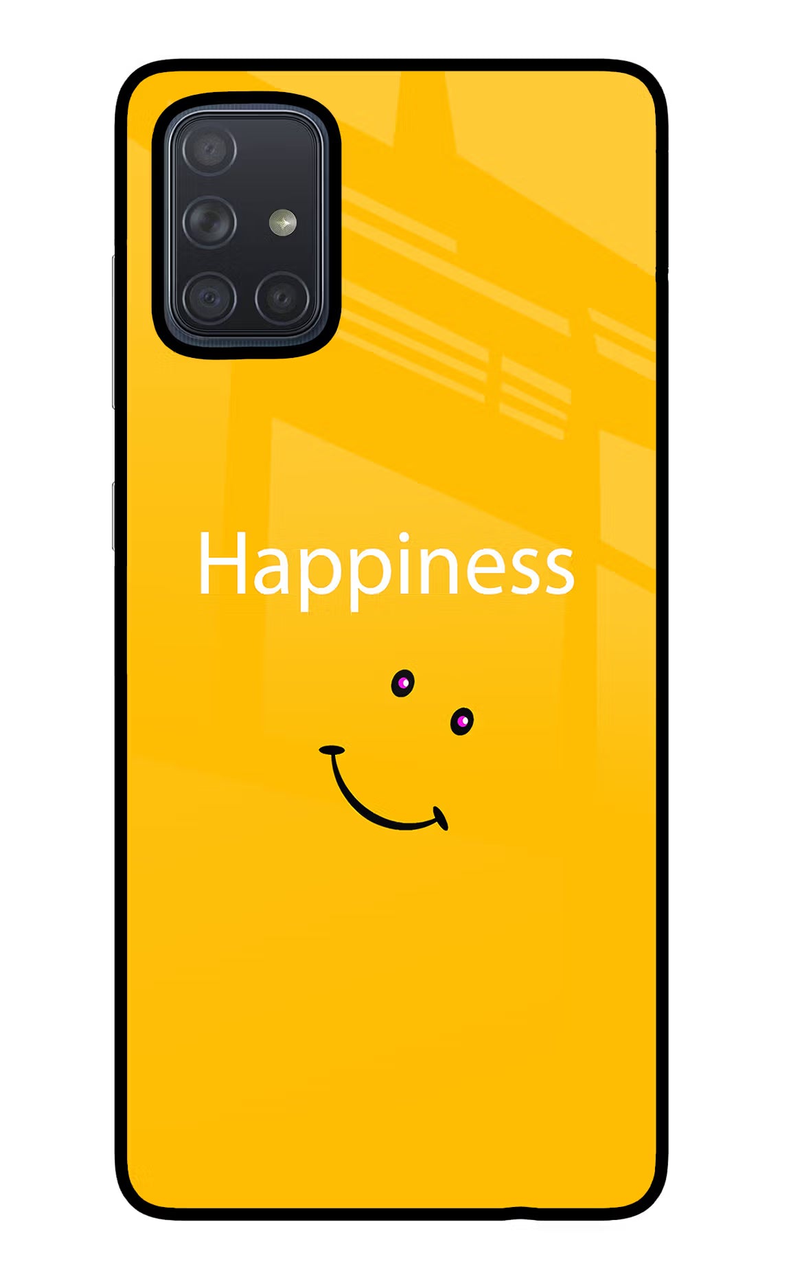 Happiness With Smiley Samsung A71 Glass Case Back Cover by Casekaro