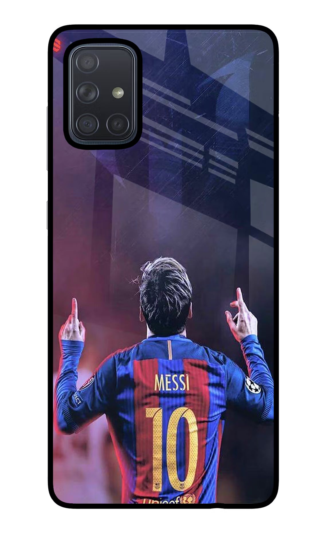 Messi Samsung A71 Glass Case Back Cover by Casekaro