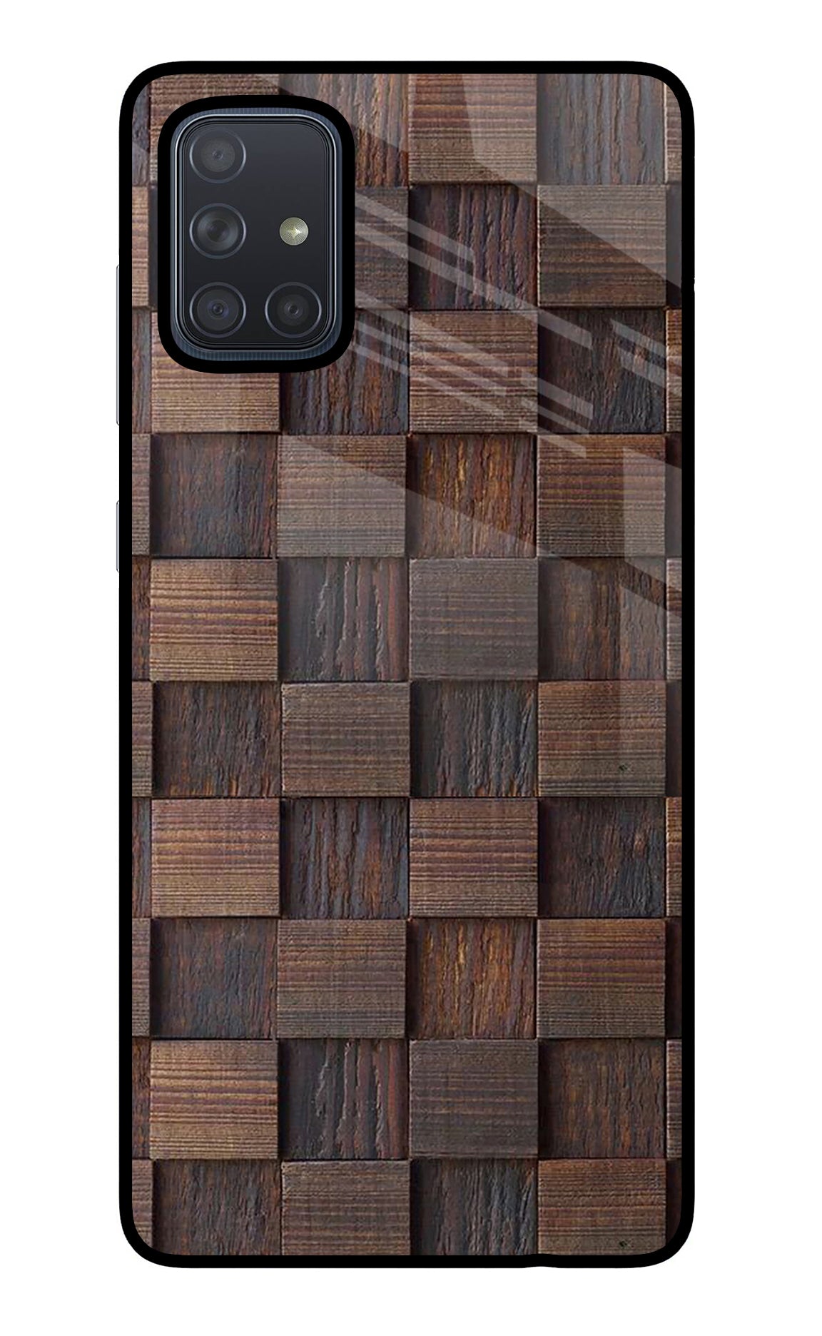 Wooden Cube Design Samsung A71 Glass Case