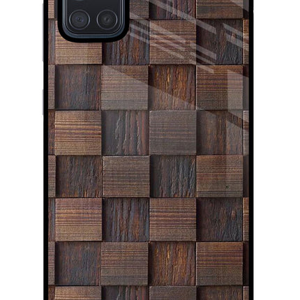 Wooden Cube Design Samsung A71 Glass Case Back Cover by Casekaro