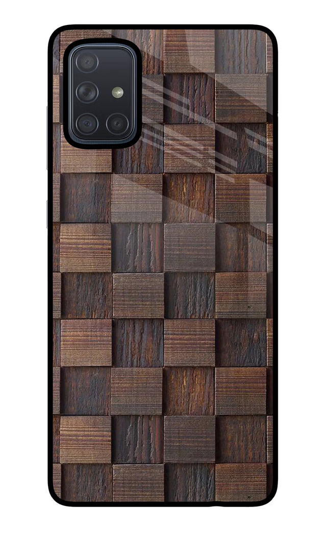 Wooden Cube Design Samsung A71 Glass Case Back Cover by Casekaro