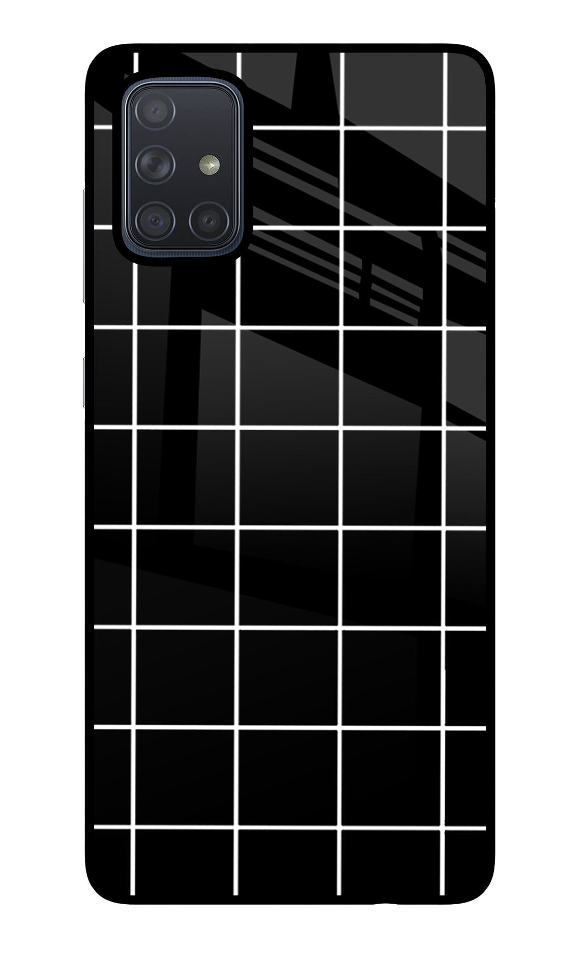 White Grid Samsung A71 Glass Case