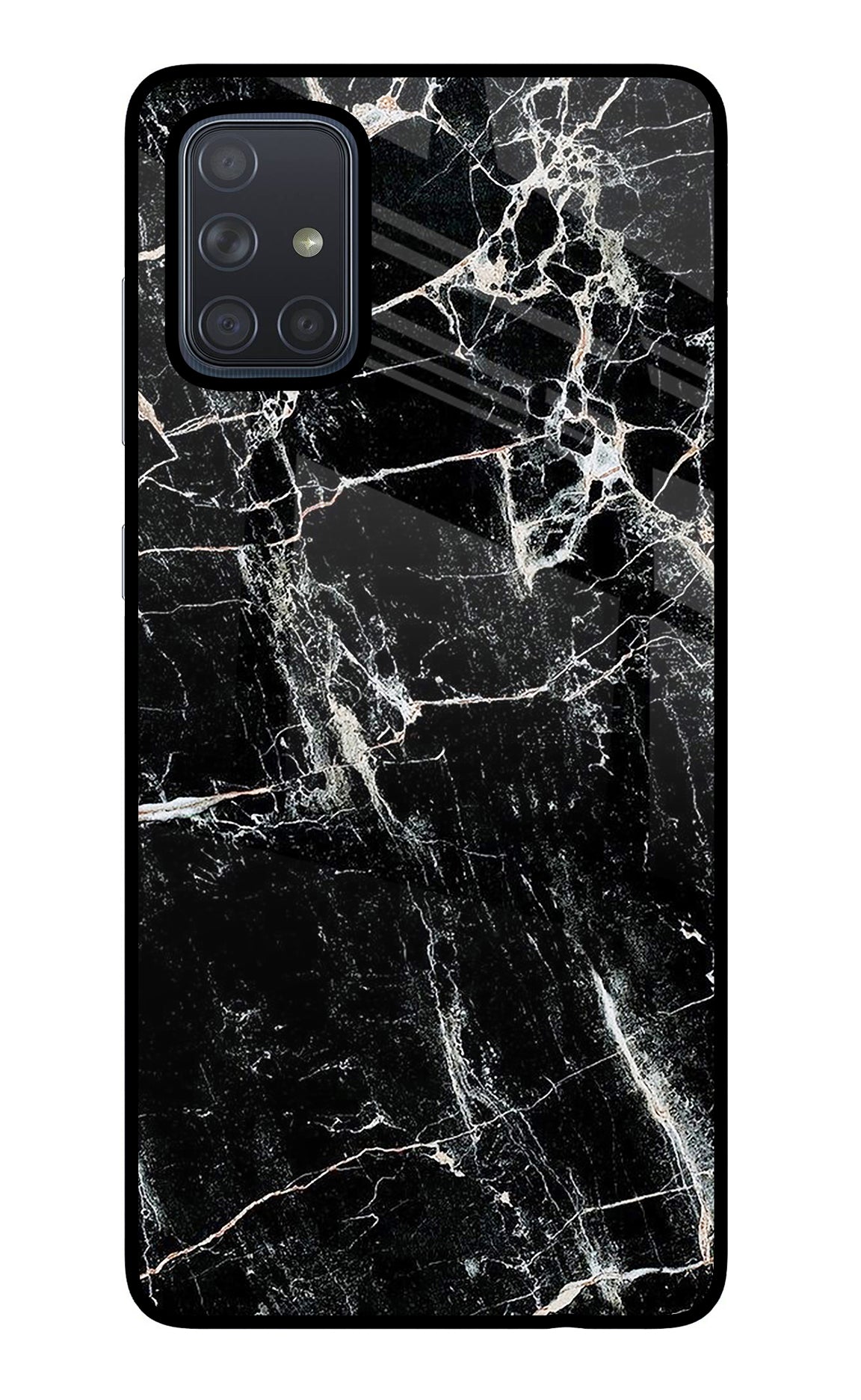 Black Marble Texture Samsung A71 Glass Case