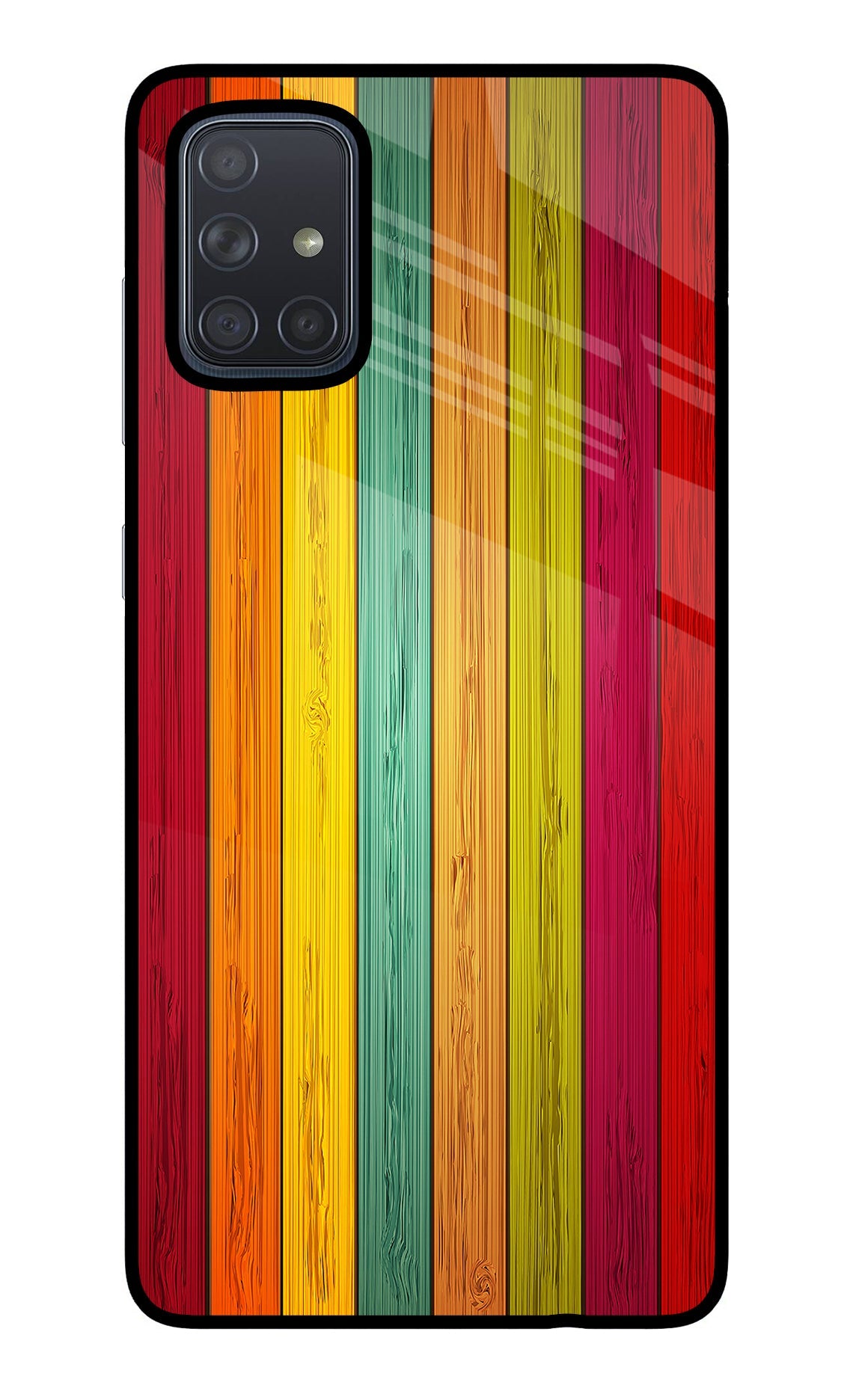 Multicolor Wooden Samsung A71 Glass Case