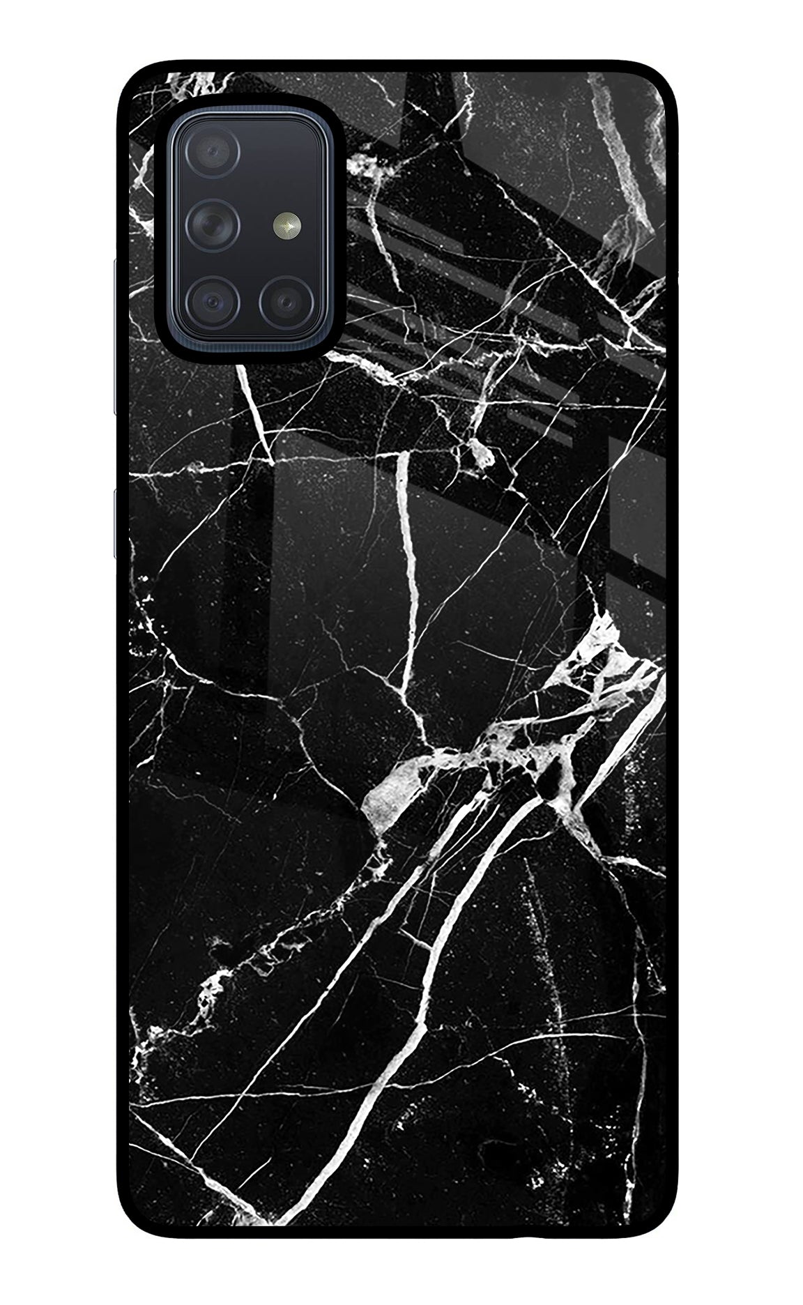 Black Marble Pattern Samsung A71 Glass Case