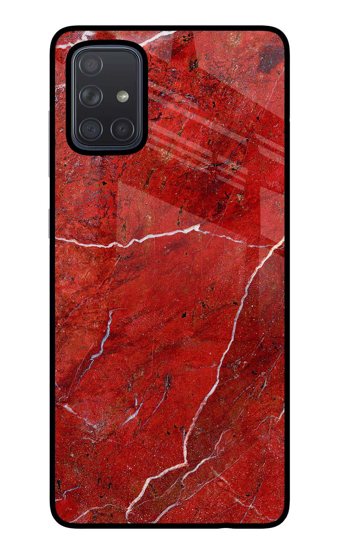 Red Marble Design Samsung A71 Glass Case Back Cover by Casekaro