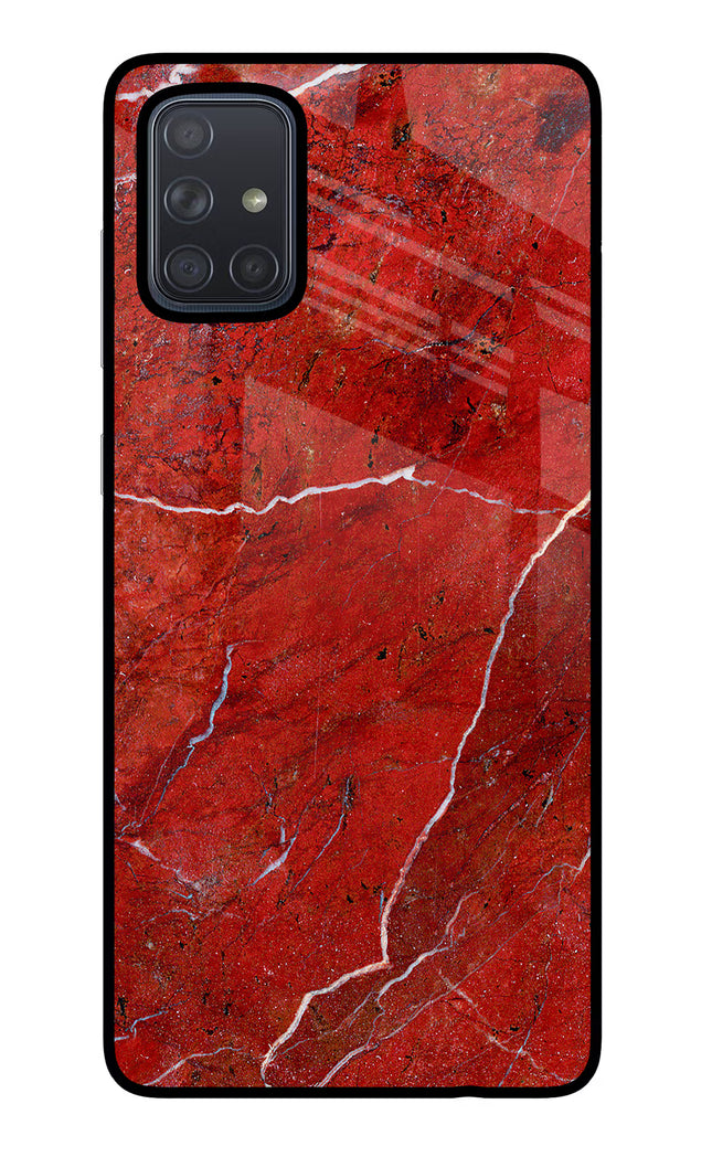 Red Marble Design Samsung A71 Glass Case Back Cover by Casekaro