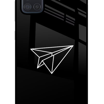 Paper Plane White Samsung A71 Glass Case Back Cover by Casekaro