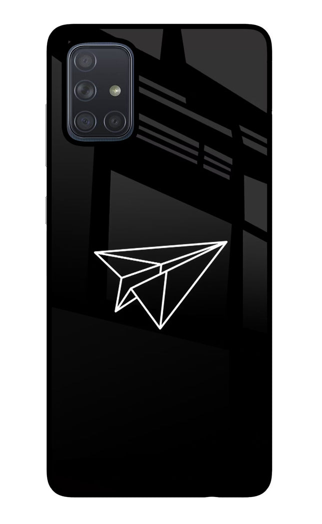 Paper Plane White Samsung A71 Glass Case Back Cover by Casekaro