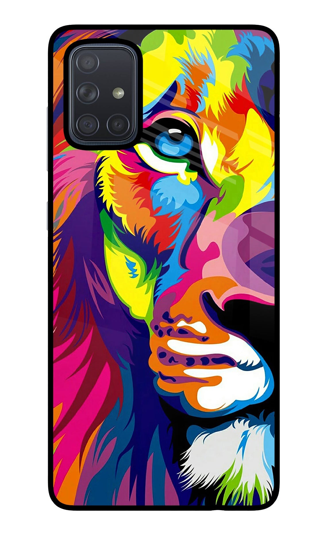 Lion Half Face Samsung A71 Glass Case