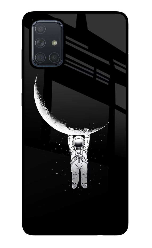 Moon Space Samsung A71 Glass Case Back Cover by Casekaro