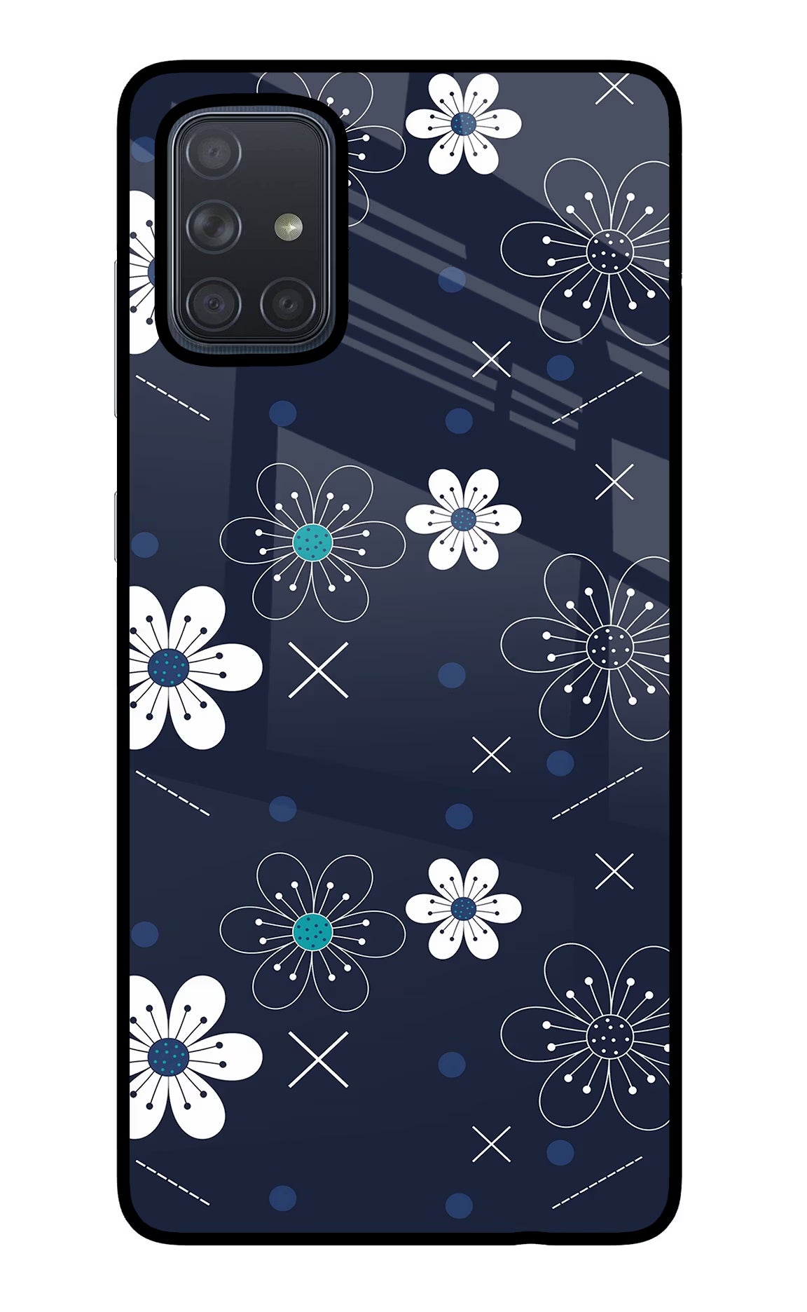 Flowers Samsung A71 Glass Case Back Cover by Casekaro
