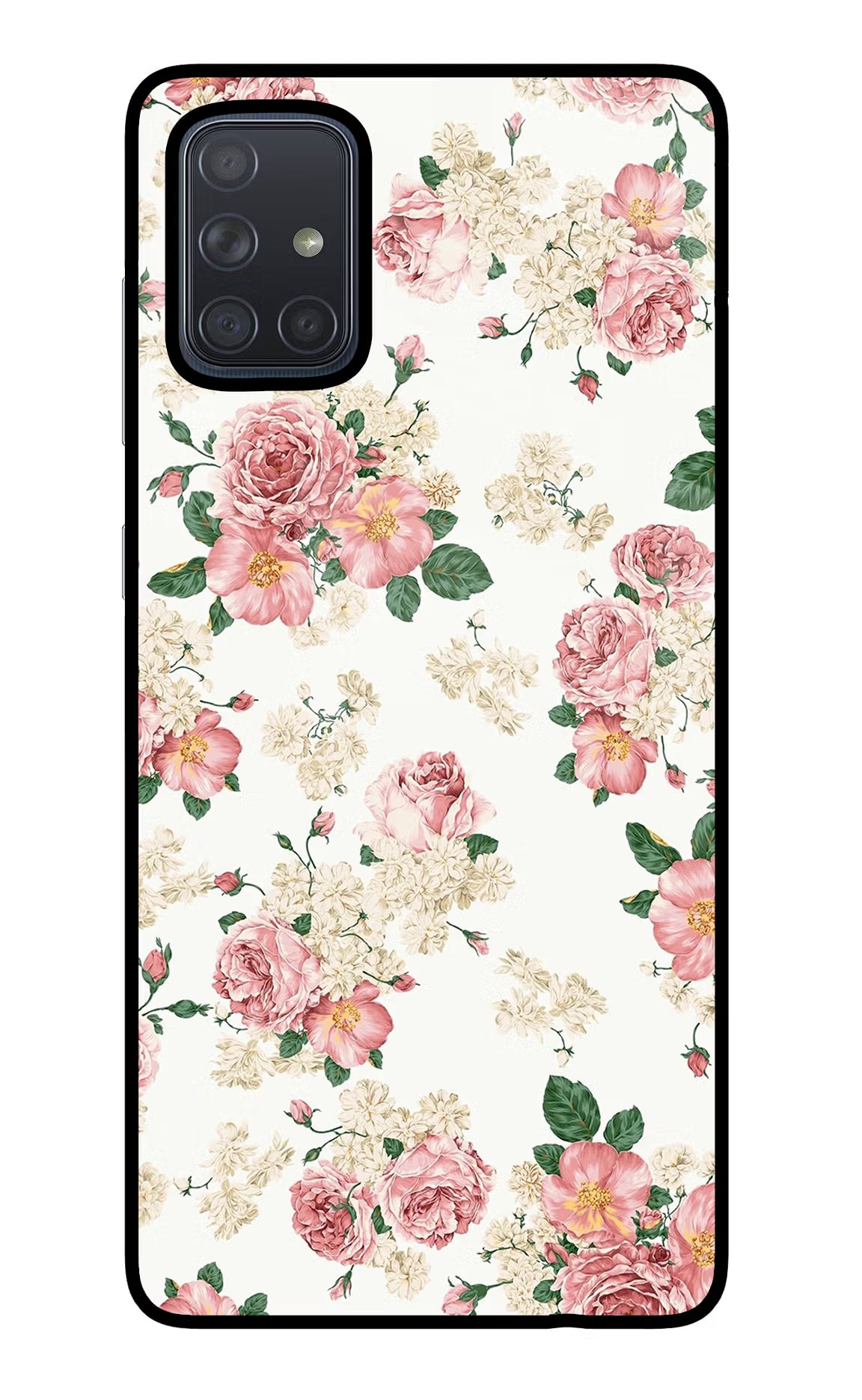 Flowers Samsung A71 Glass Case Back Cover by Casekaro