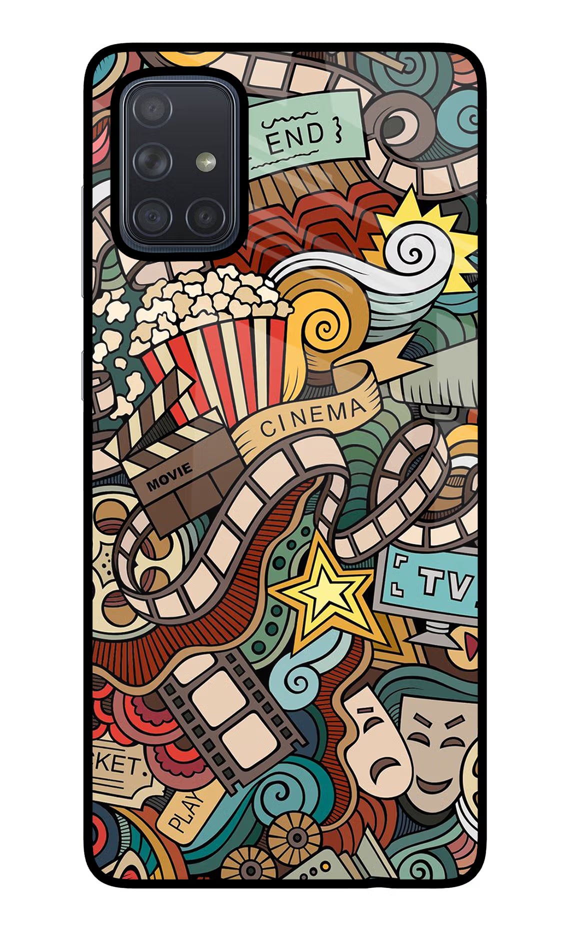 Cinema Abstract Samsung A71 Glass Case Back Cover by Casekaro