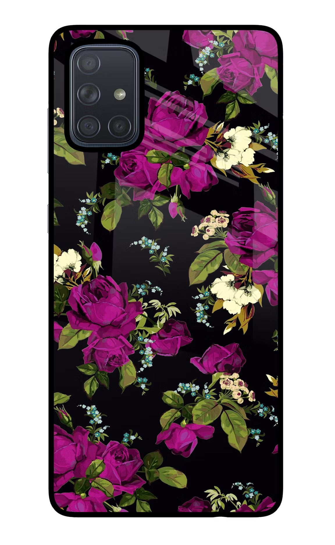 Flowers Samsung A71 Glass Case Back Cover by Casekaro