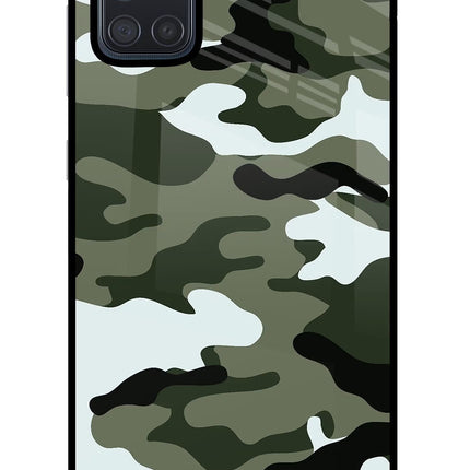 Camouflage Samsung A71 Glass Case Back Cover by Casekaro