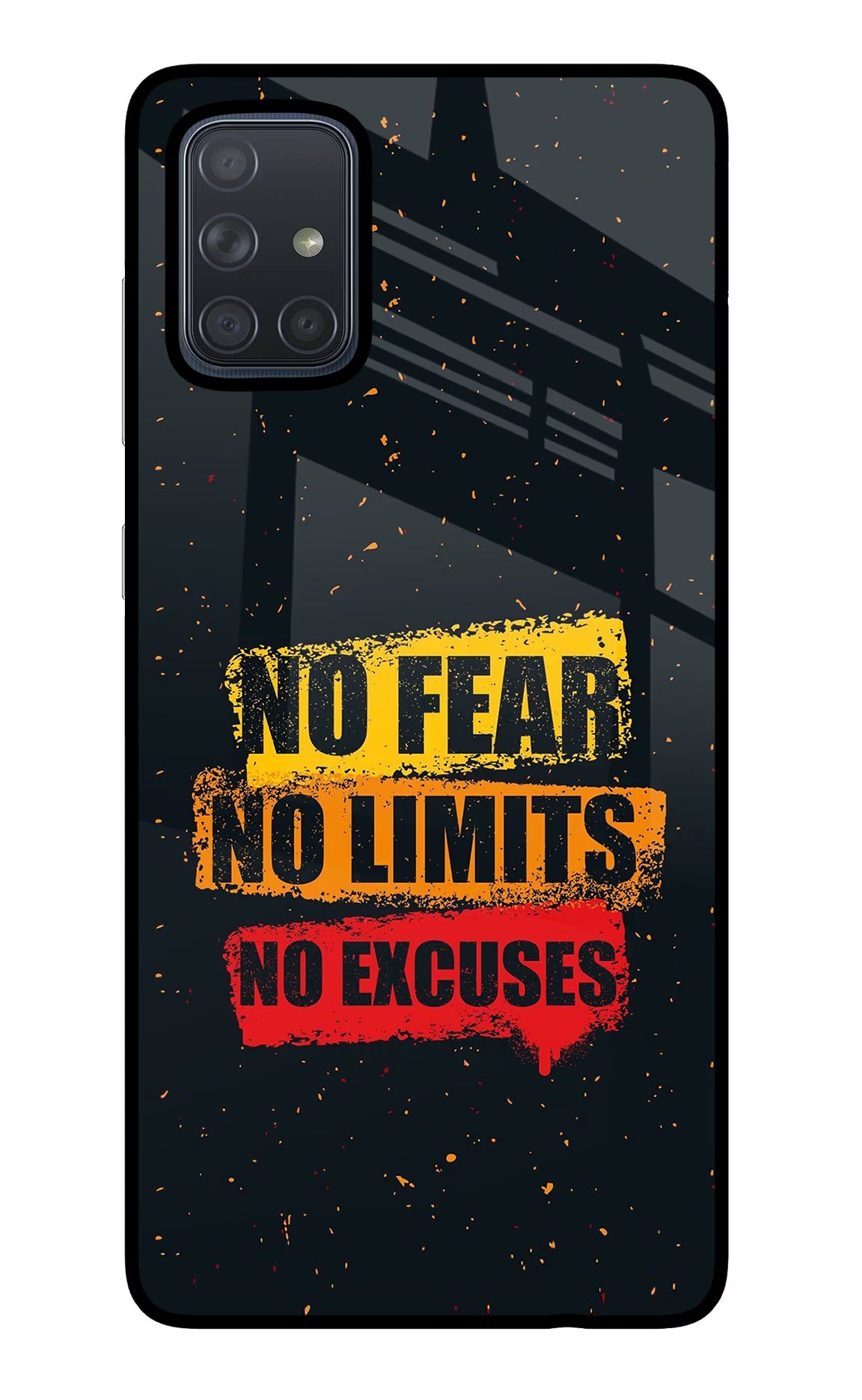 No Fear No Limits No Excuse Samsung A71 Glass Case Back Cover by Casekaro