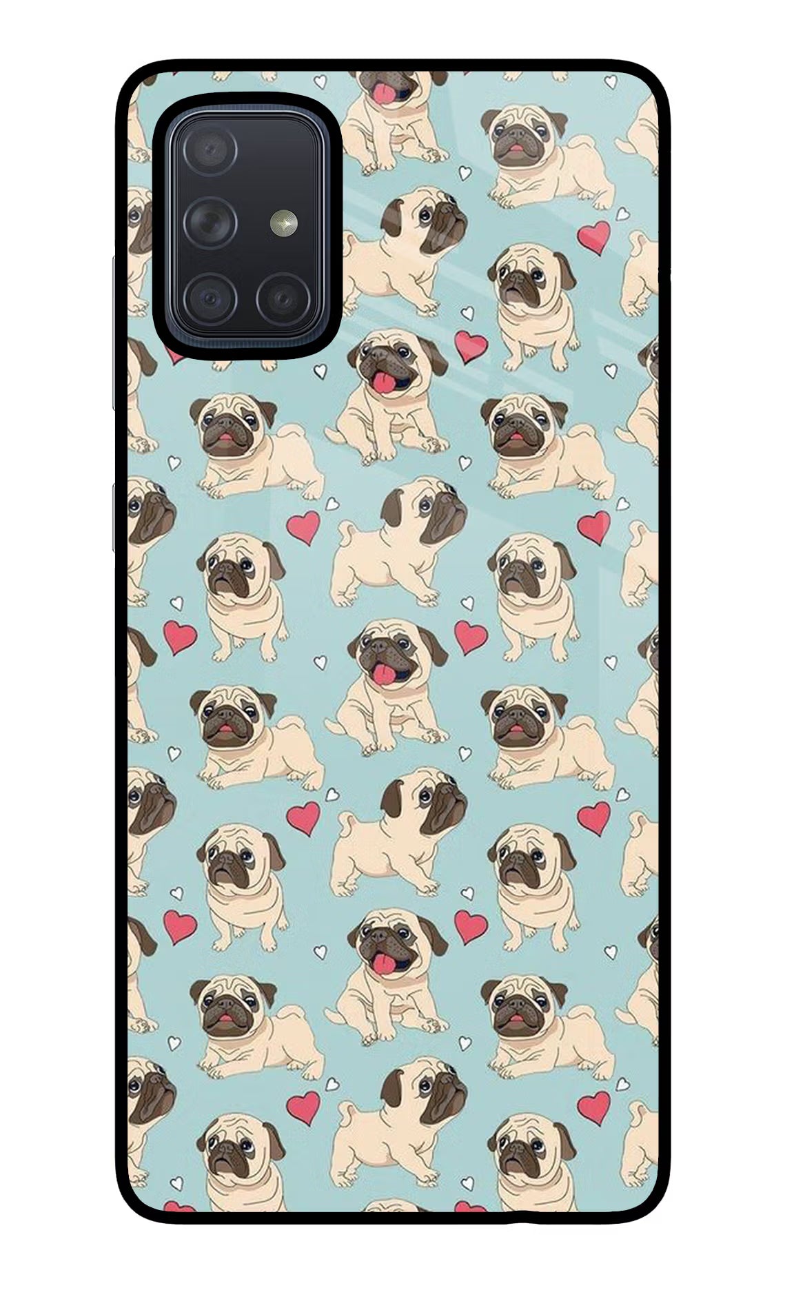 Pug Dog Samsung A71 Glass Case Back Cover by Casekaro