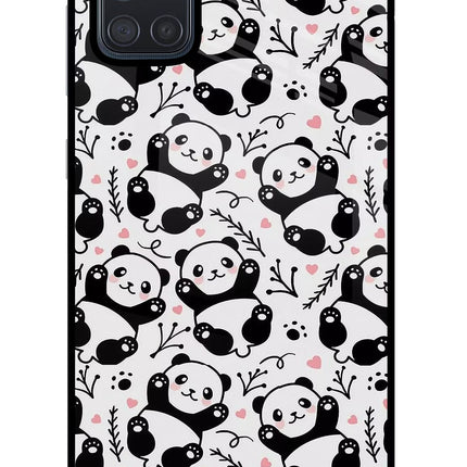 Cute Panda Samsung A71 Glass Case Back Cover by Casekaro