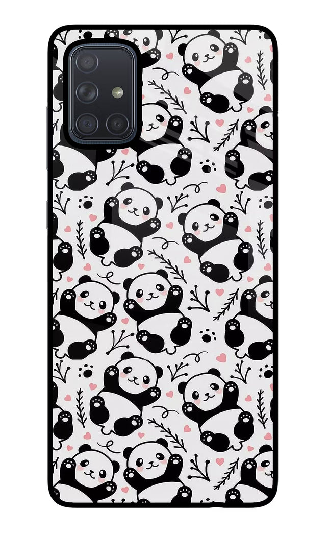 Cute Panda Samsung A71 Glass Case Back Cover by Casekaro