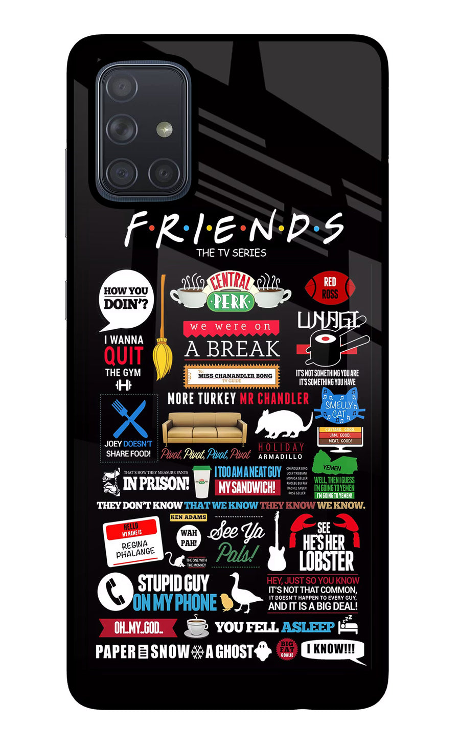 FRIENDS Samsung A71 Back Cover, Glass case