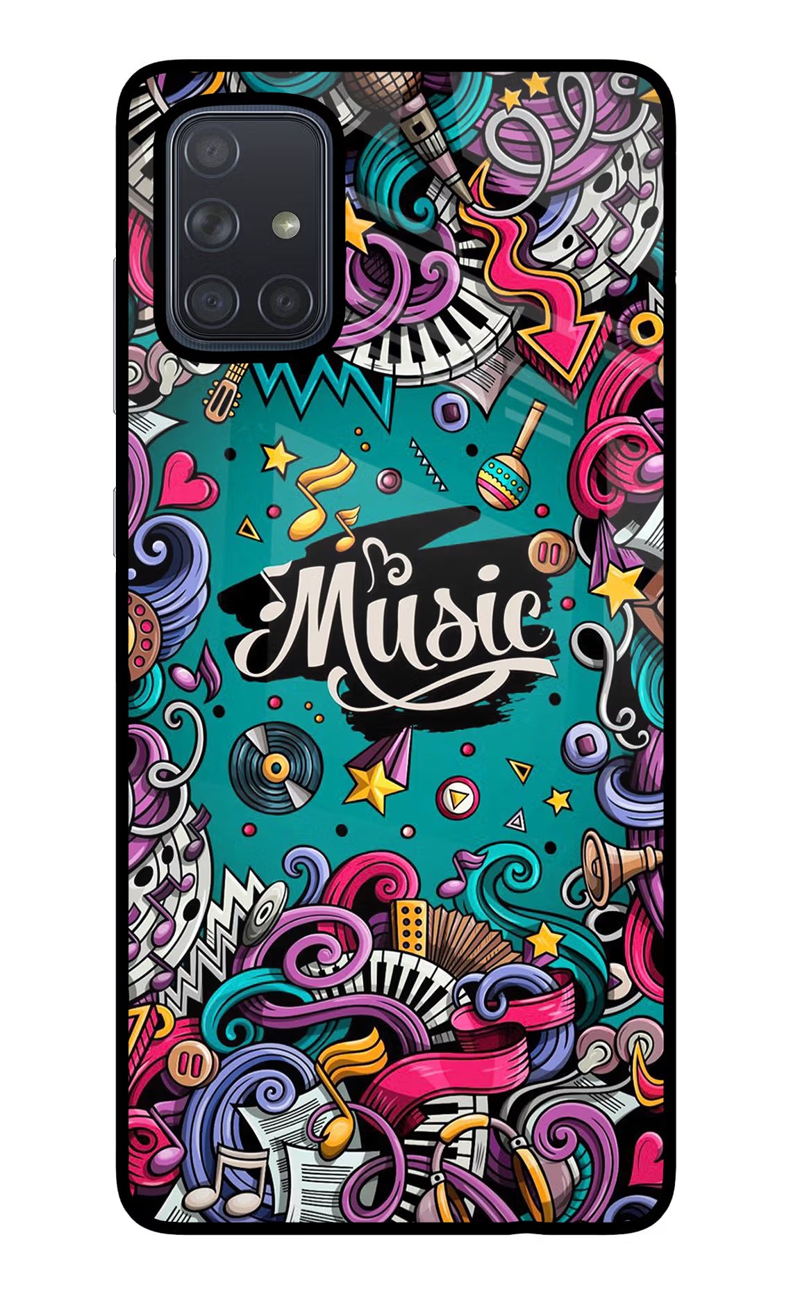 Music Graffiti Samsung A71 Glass Case Back Cover by Casekaro