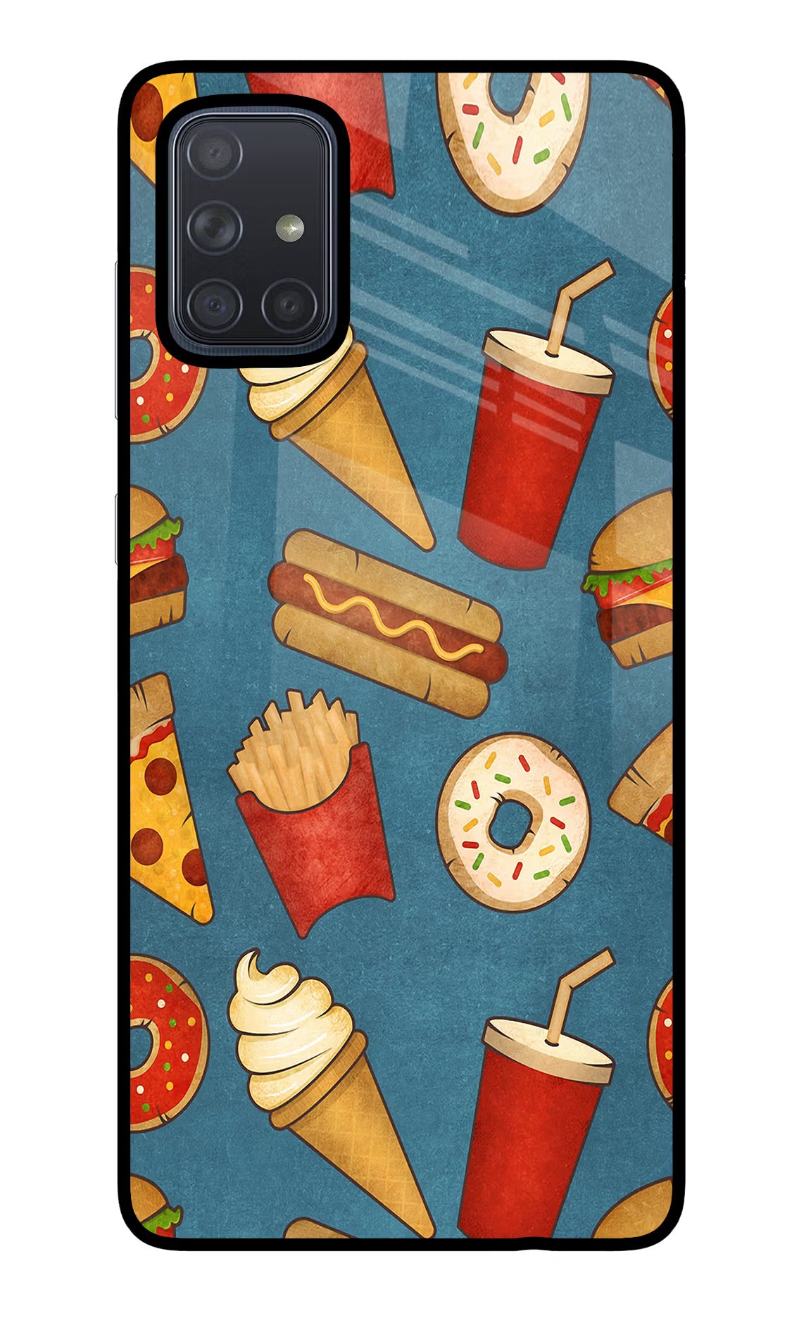 Foodie Samsung A71 Glass Case Back Cover by Casekaro