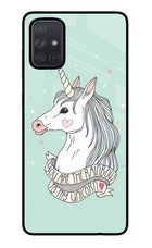 Unicorn Wallpaper Samsung A71 Glass Case Back Cover by Casekaro