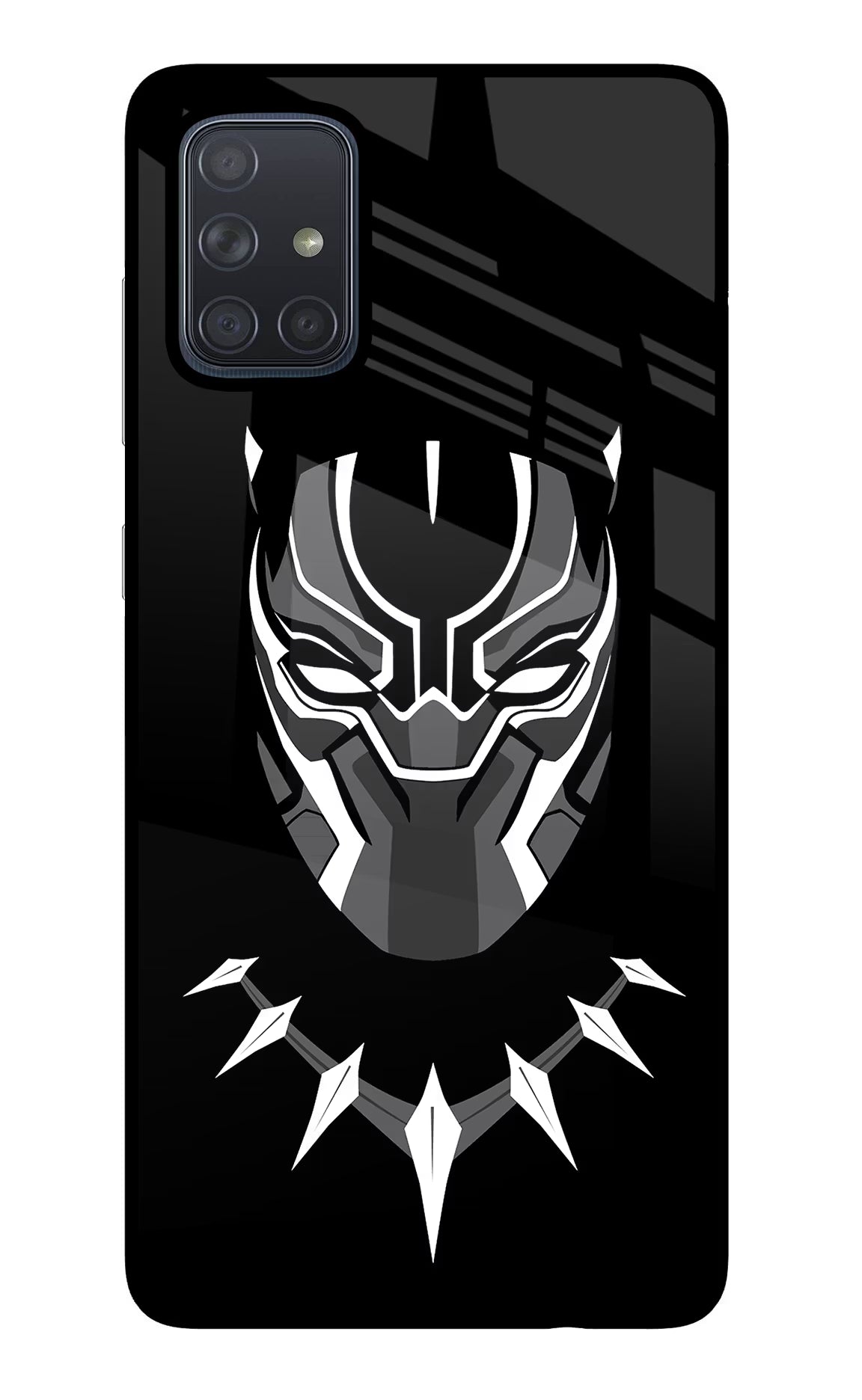 Black Panther Samsung A71 Glass Case Back Cover by Casekaro