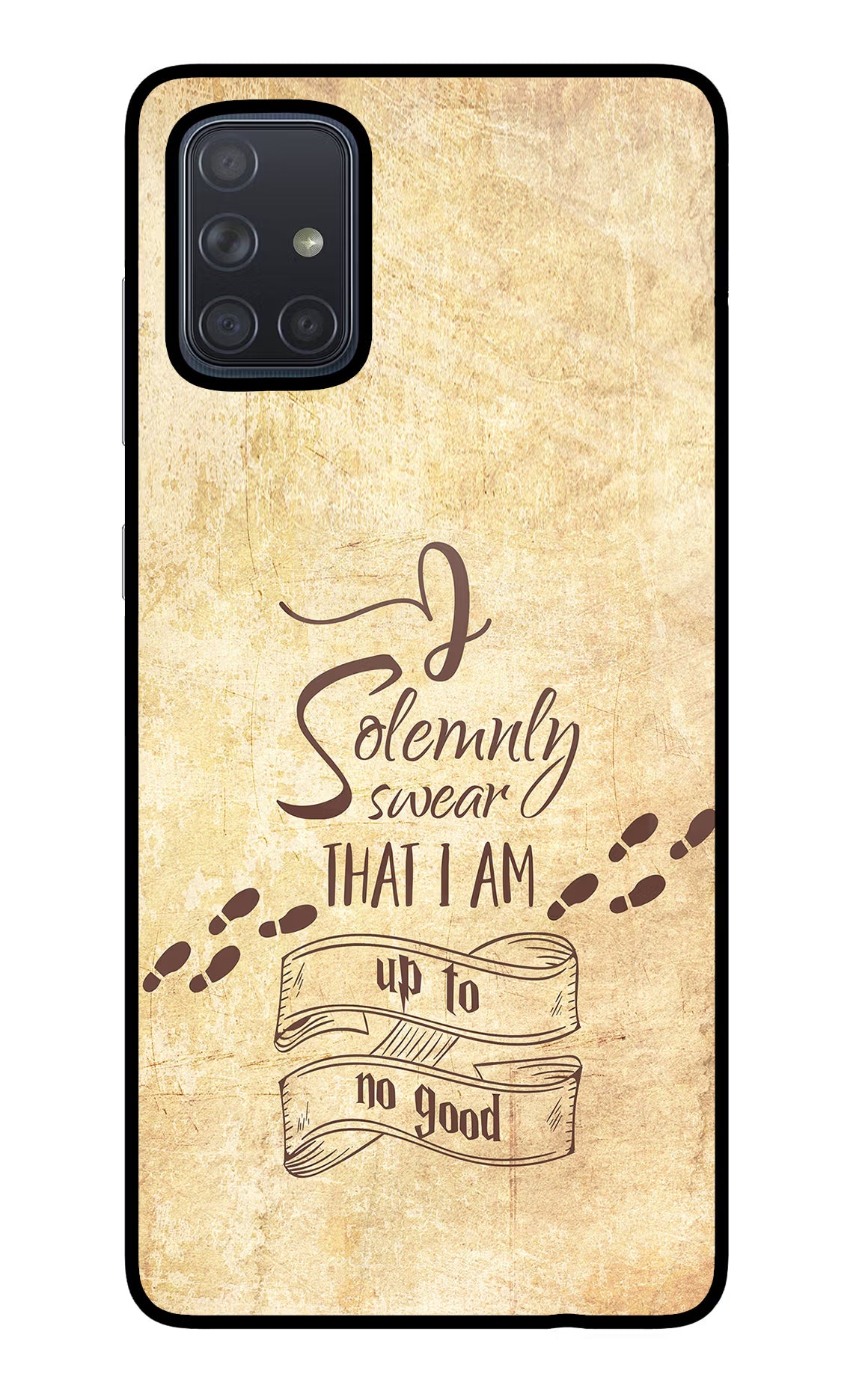 I Solemnly swear that i up to no good Samsung A71 Glass Case Back Cover by Casekaro