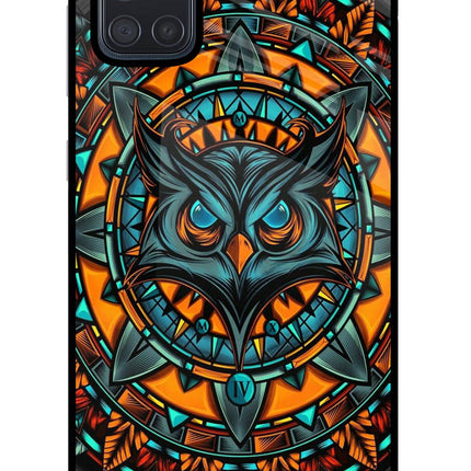Angry Owl Art Samsung A71 Glass Case Back Cover by Casekaro
