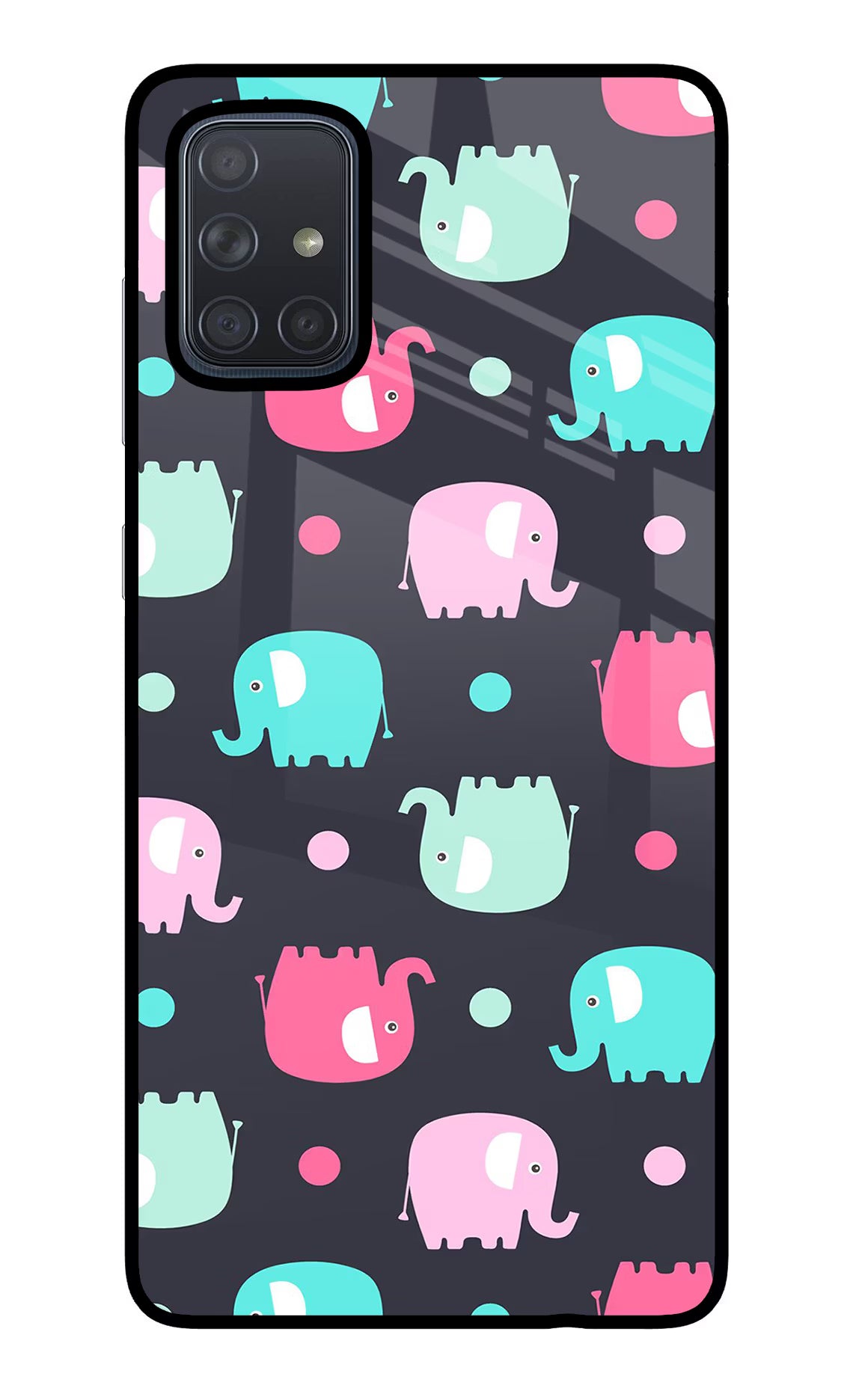 Elephants Samsung A71 Glass Case Back Cover by Casekaro