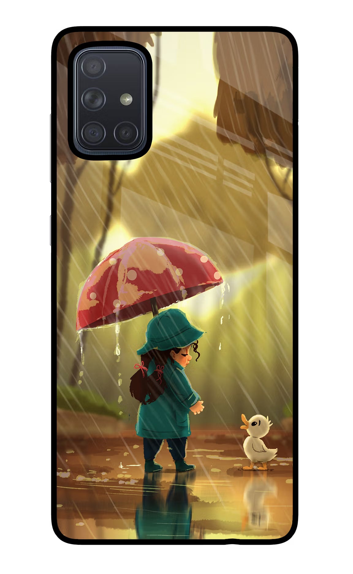 Rainy Day Samsung A71 Glass Case Back Cover by Casekaro
