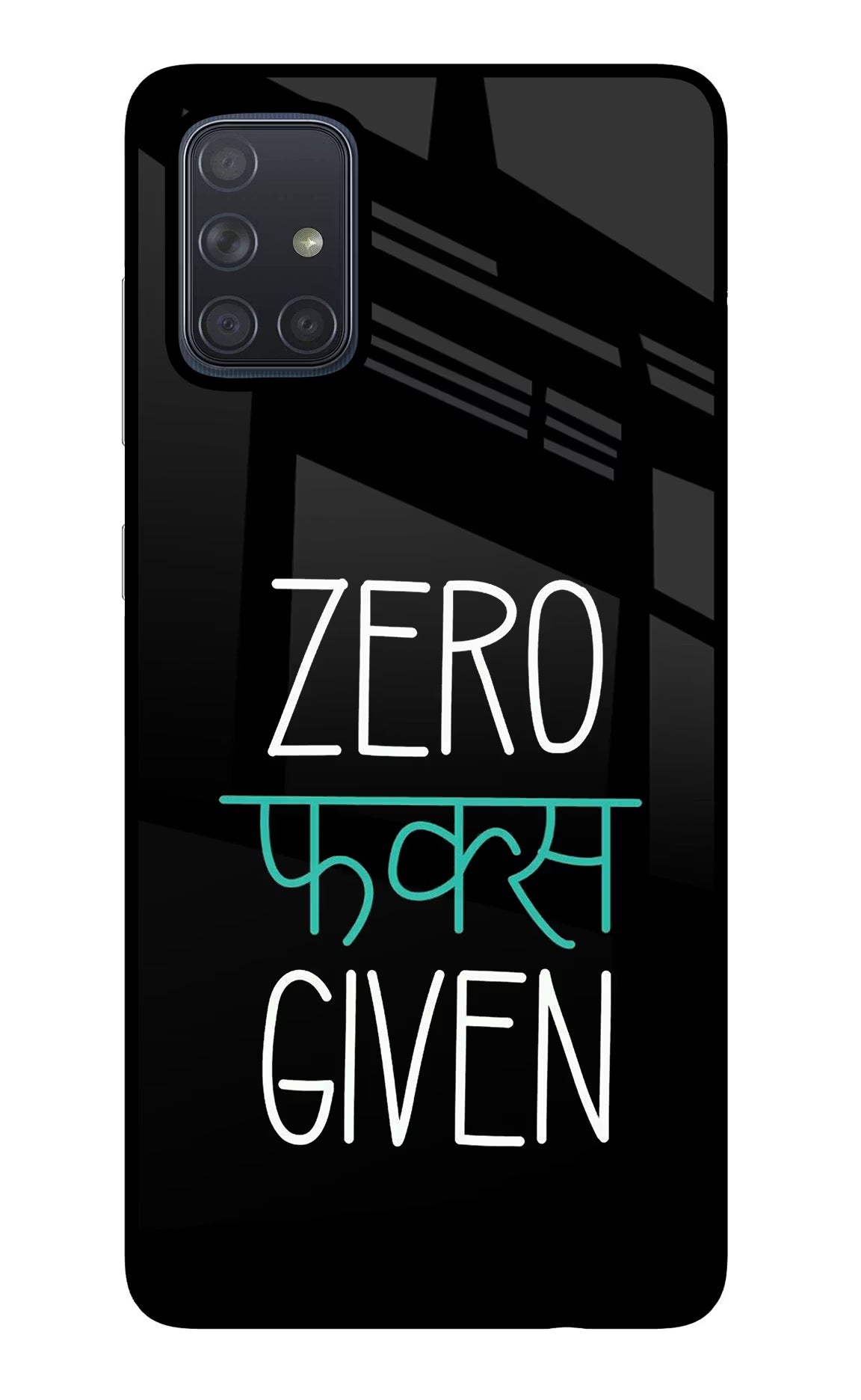 Zero Fucks Given Samsung A71 Glass Case Back Cover by Casekaro