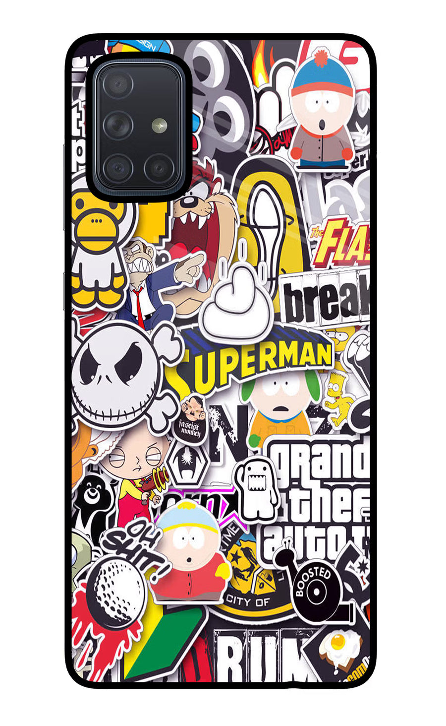 Sticker Bomb Samsung A71 Back Cover, Glass case