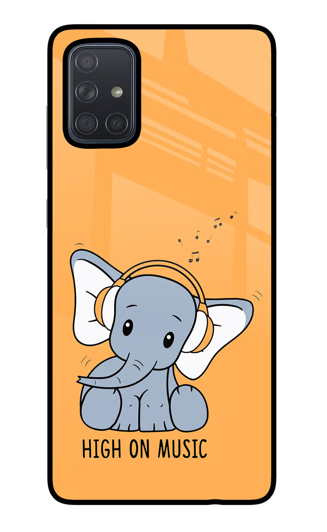 High On Music Samsung A71 Glass Case Back Cover by Casekaro
