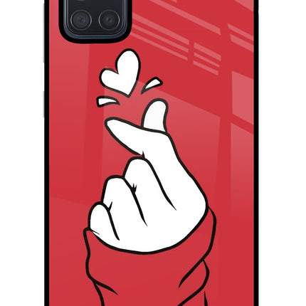 Korean Love Sign Samsung A71 Glass Case Back Cover by Casekaro