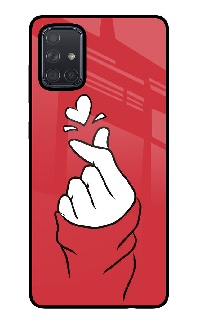 Korean Love Sign Samsung A71 Glass Case Back Cover by Casekaro