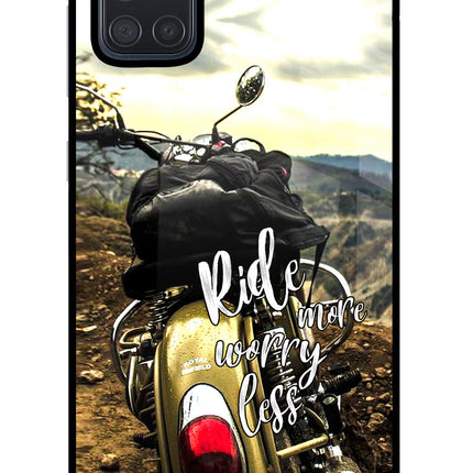 Ride More Worry Less Samsung A71 Glass Case Back Cover by Casekaro