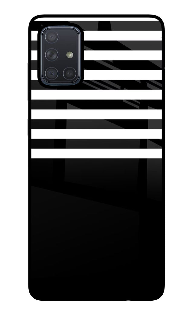 Black and White Print Samsung A71 Glass Case Back Cover by Casekaro