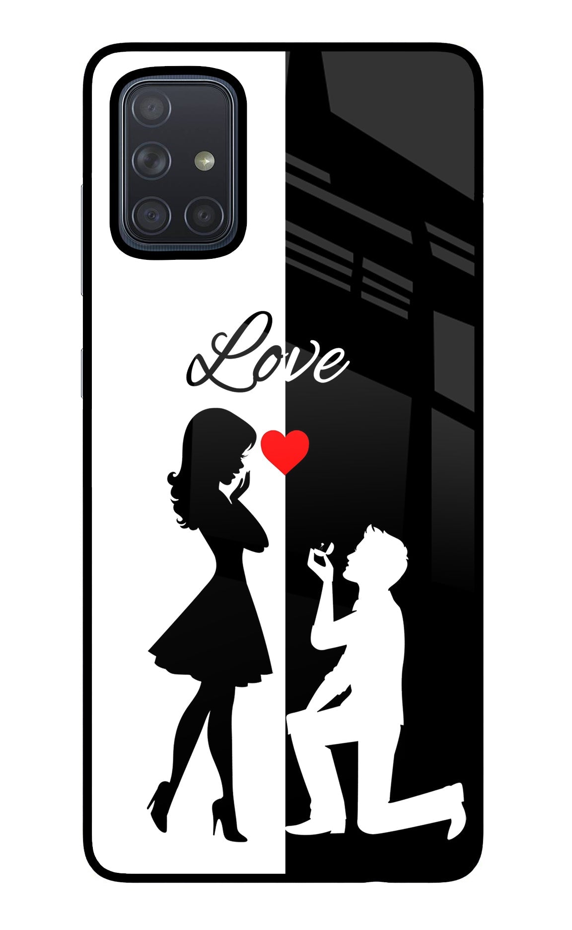 Love Propose Black And White Samsung A71 Back Cover