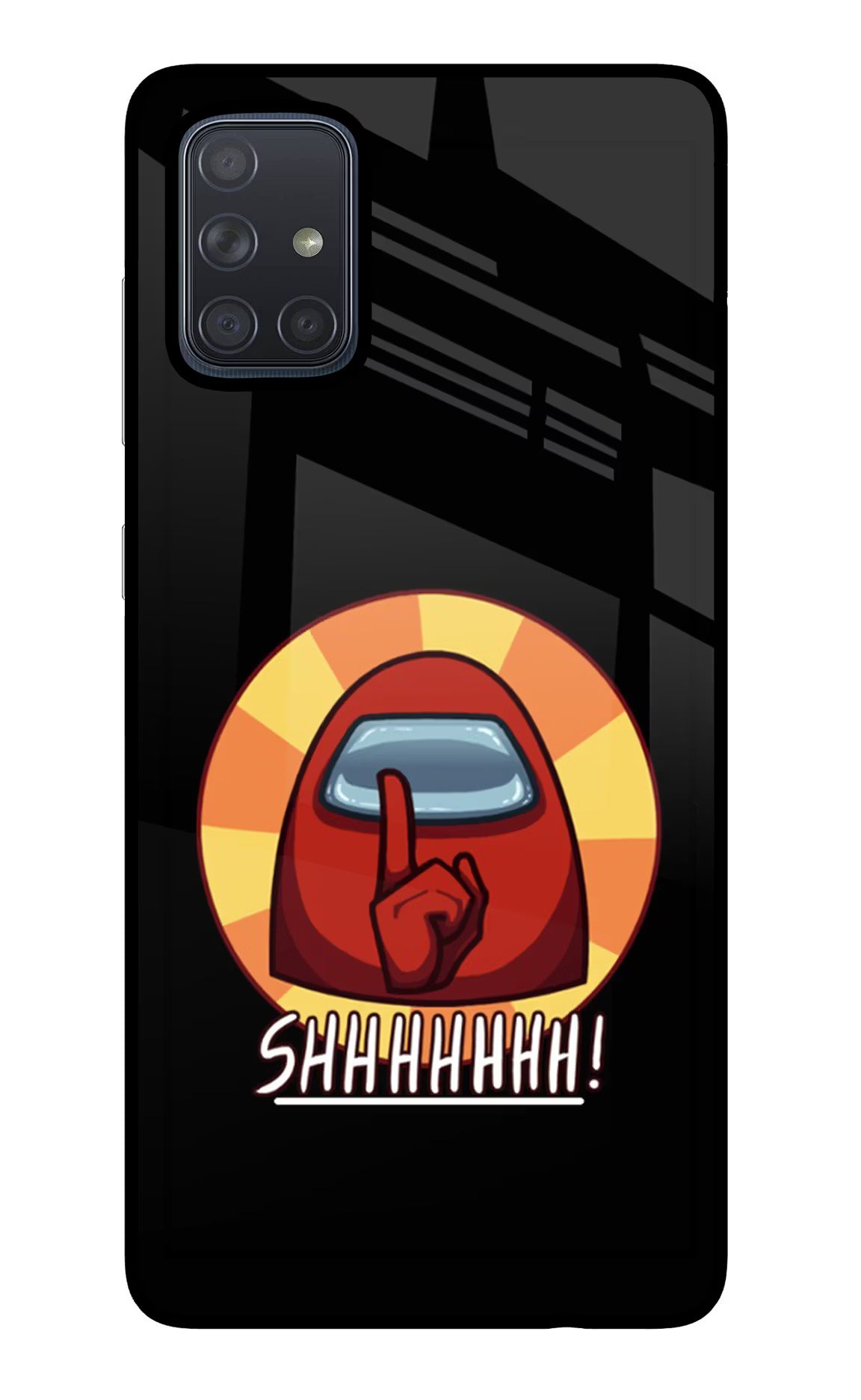 Among Us Shhh! Samsung A71 Glass Case Back Cover by Casekaro