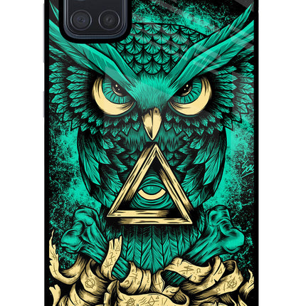 Green Owl Samsung A71 Glass Case